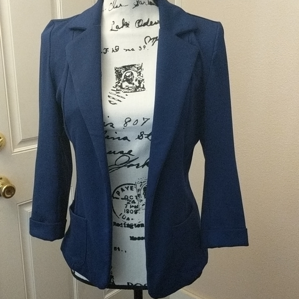 Navy Blue Soft 3/4 Sleeved Blazer